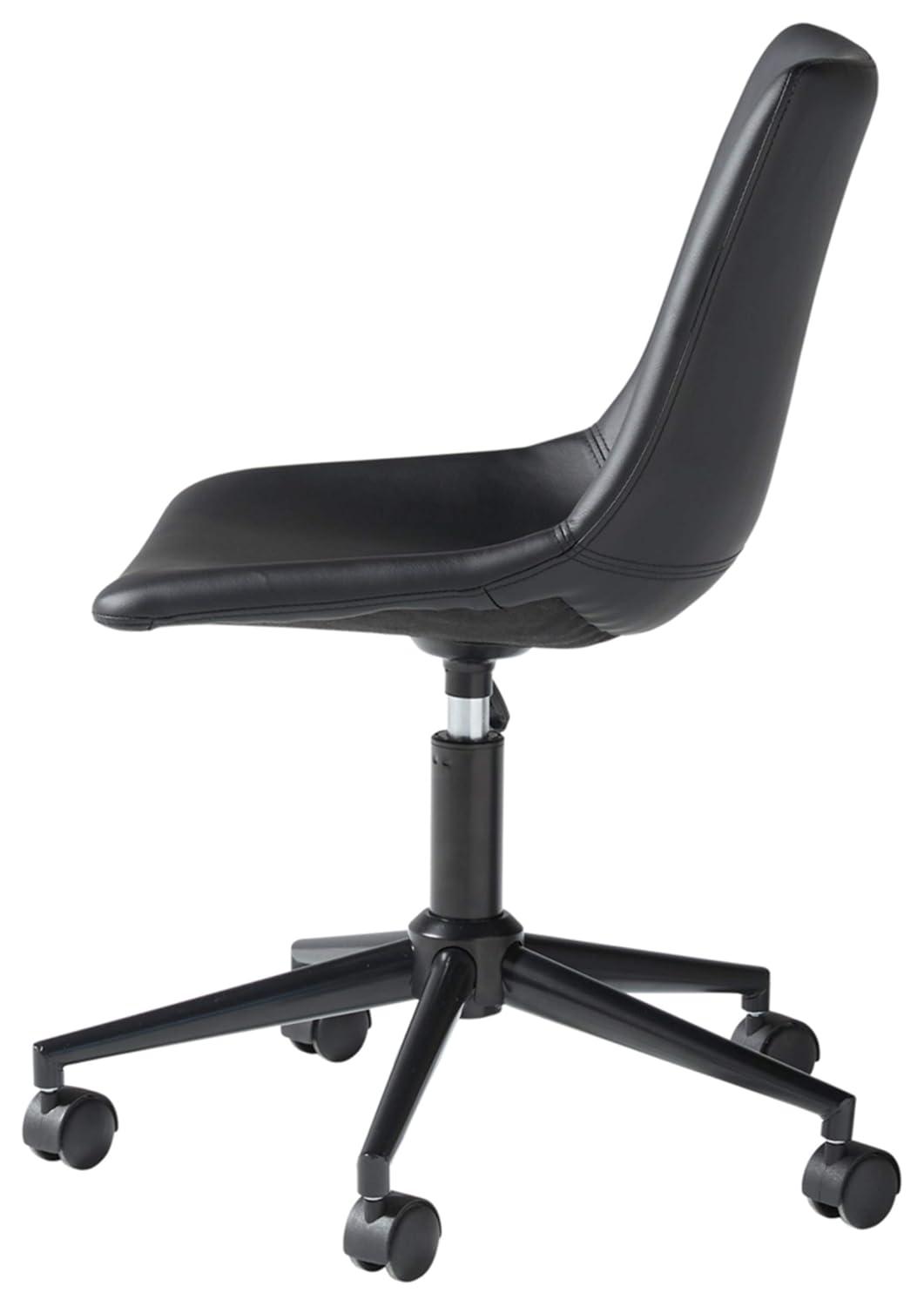 Program Home Office Swivel Desk Chair Black - Signature Design by Ashley: Faux Leather, Armless, With Wheels