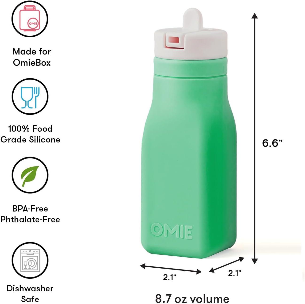 OmieLife OmieBottle Leak-Proof Reusable Silicone Water Bottle - 8.7 oz, Straw Top, BPA-Free & Phthalate-Free
