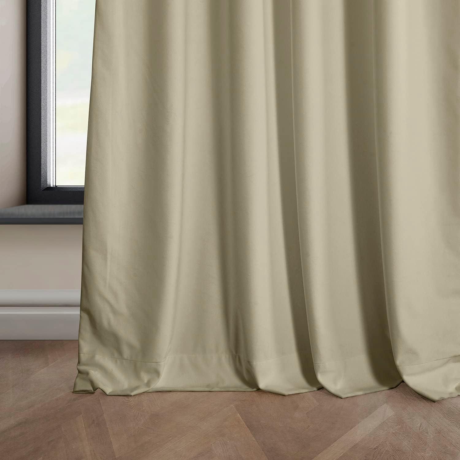 HPD Half Price Drapes Heritage Plush Velvet Curtains 84 Inches Long Room Darkening Curtains for Bedroom & Living Room 50W x 84L, (1 Panel), Macchiato Beige