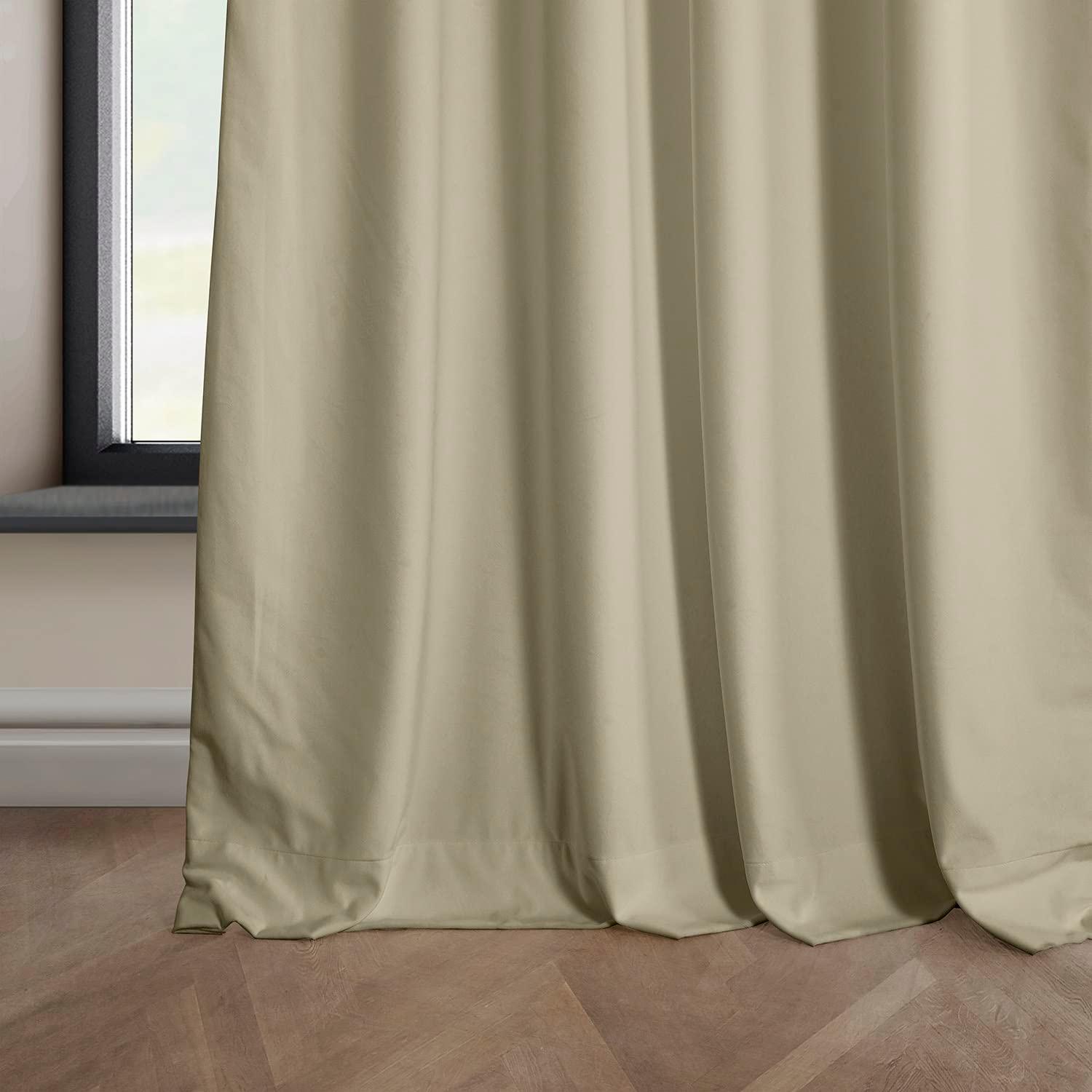 Half Price Drapes Macchiato Beige Heritage Plush Velvet Room Darkening Curtains (1 Panel), 50W X 120L