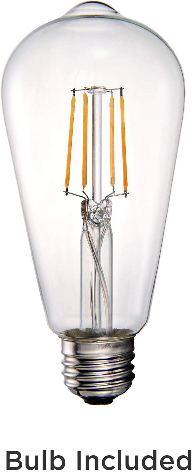 Franklin Iron Works Charleston Modern Industrial Ceiling Light Semi Flush Mount Fixture 13 1/2" Wide Brushed Nickel LED Clear Glass Shade for Bedroom