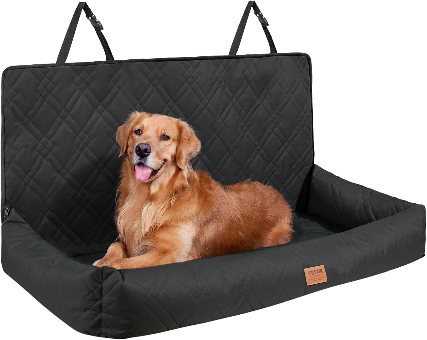 Black Waterproof Soft Sided Dog Car Seat with Safety Leash