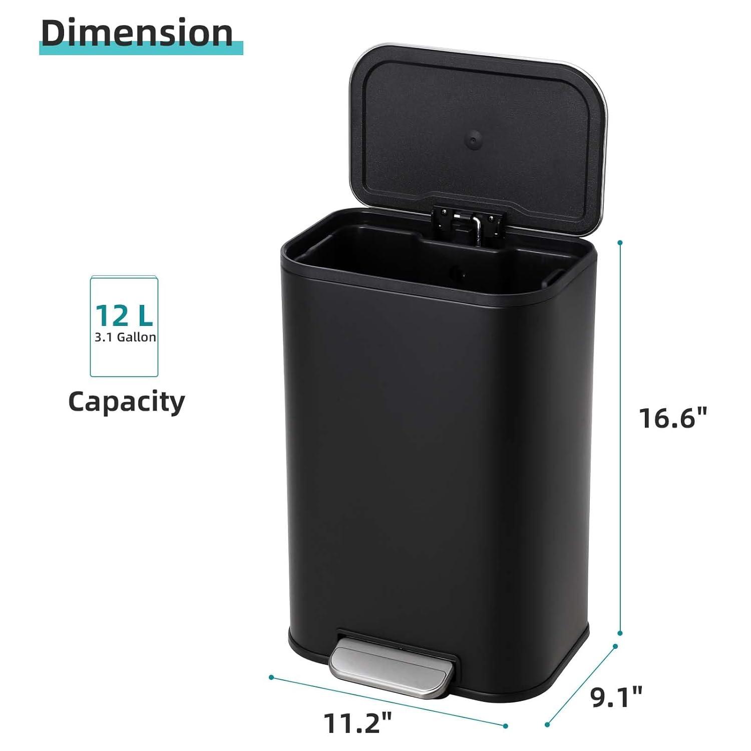 Sangdo Bathroom Trash Can, Small Step Waste Bin with Foot Pedal & Removable Inner Bucket