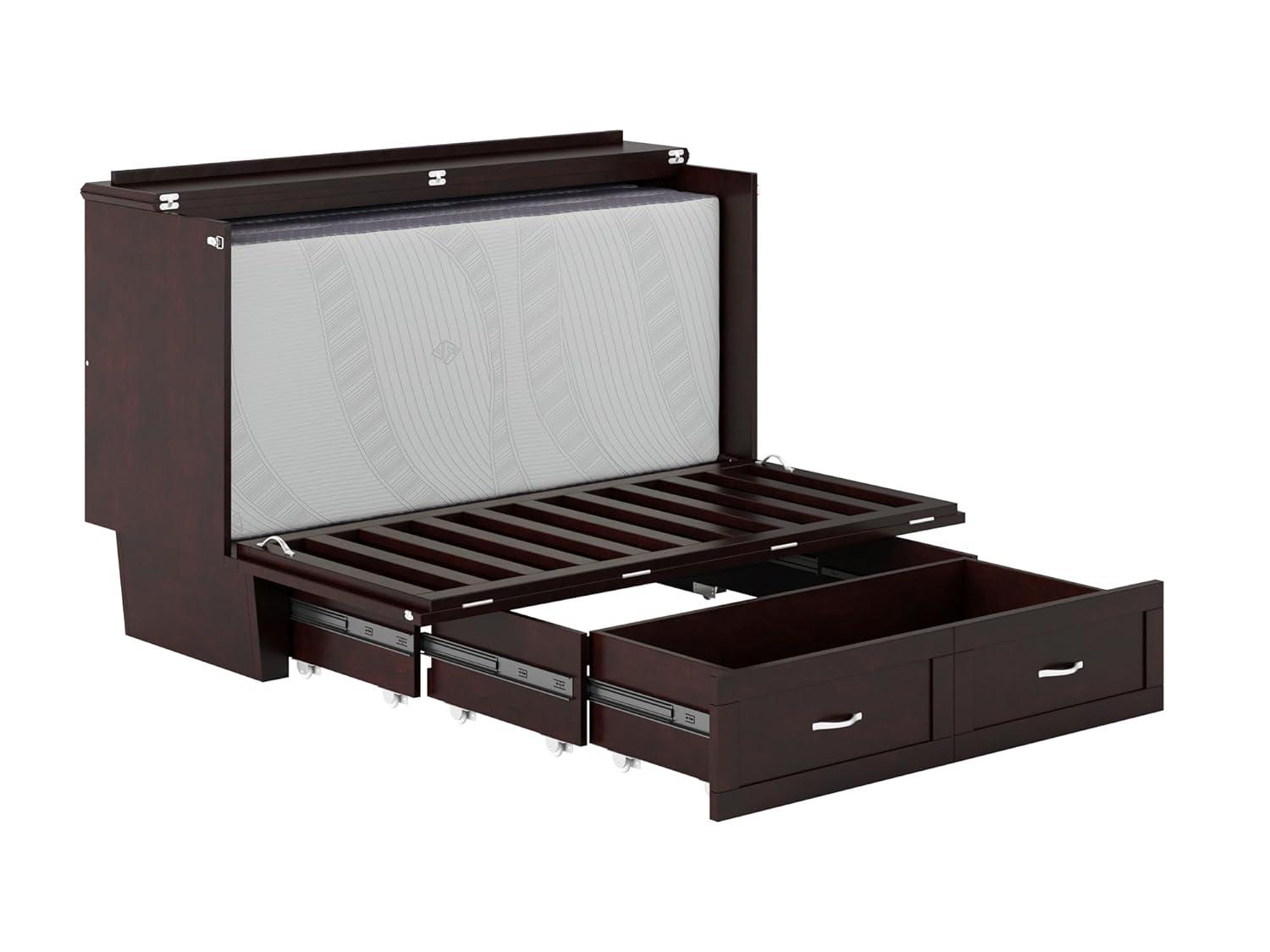 Queen Monroe Murphy Bed Chest with Memory Foam Mattress - AFI