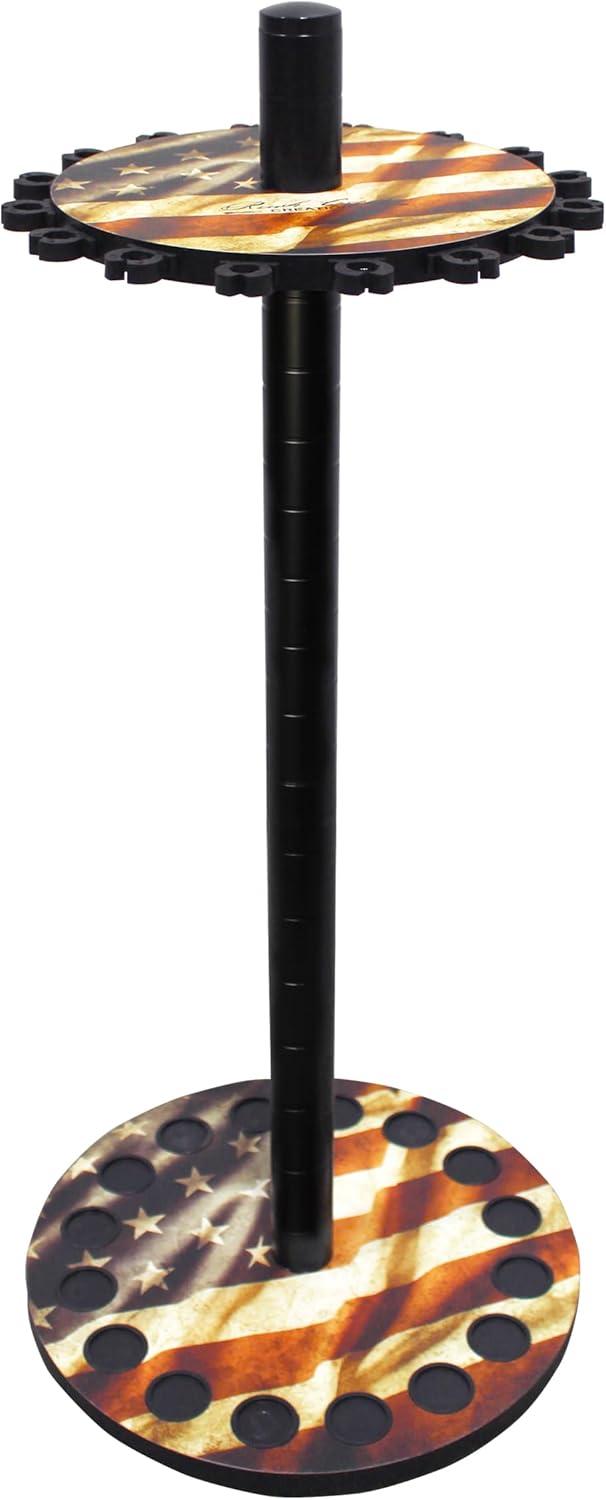Rush Creek Creations 16 Round Fishing Rod/Pole Storage Floor Rack Americana Finish - Features Heavy Duty Steel Post - No Tool Assembly
