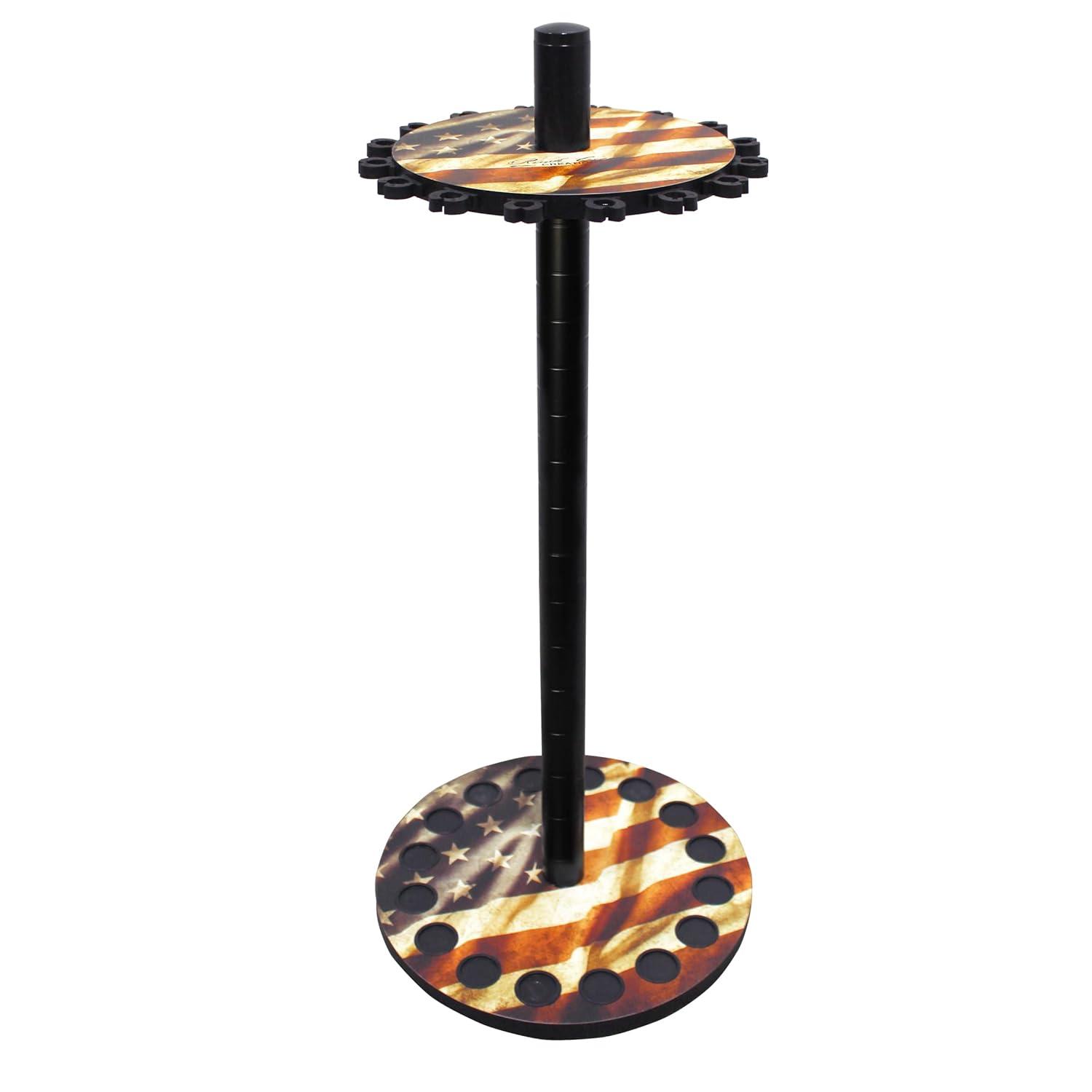 Rush Creek Creations 16 Round Fishing Rod/Pole Storage Floor Rack Americana Finish - Features Heavy Duty Steel Post - No Tool Assembly