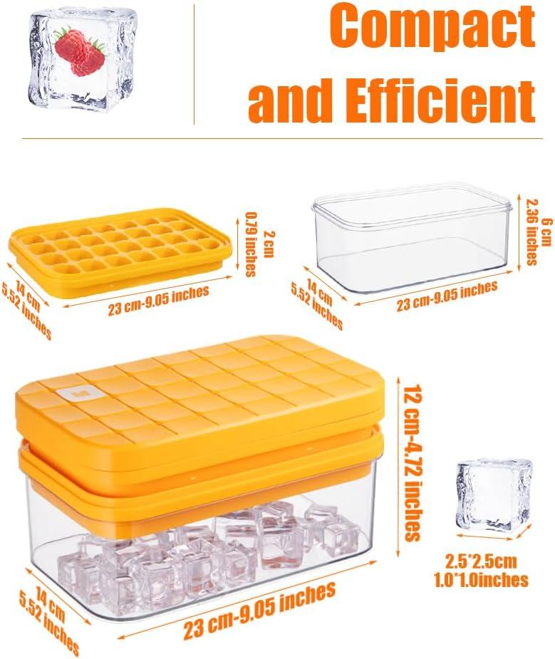 Latitude Run® Ice Cube Tray With Lid&Bin, Ice Cube Mold With 56 Cubes, Stackable Ice Trays For Freezer With Easy-Release Silicone Bottom, For Drinks, Wine, Coffee