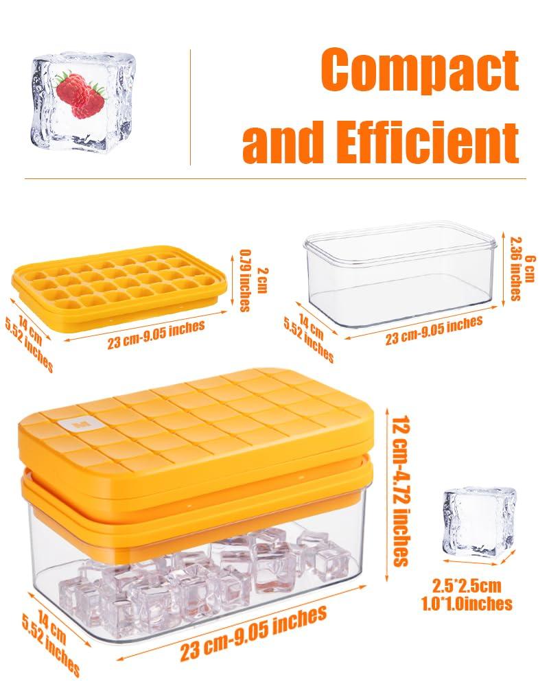 Latitude Run® Ice Cube Tray With Lid&Bin, Ice Cube Mold With 56 Cubes, Stackable Ice Trays For Freezer With Easy-Release Silicone Bottom, For Drinks, Wine, Coffee