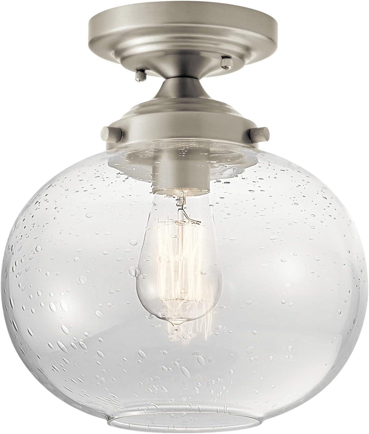 Avery 9.75" 1 Light Semi Flush with Clear Seeded Glass Brushed Nickel