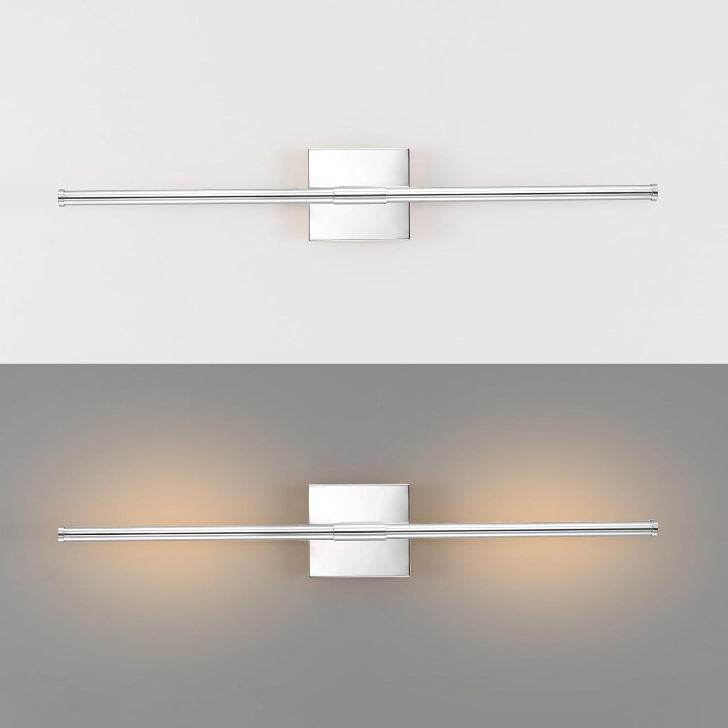 JONATHAN  Y Makena Metal Dimmable Integrated Minimalist 28-in W 1 -Light Polished Chrome Integrated LED Wall Sconce