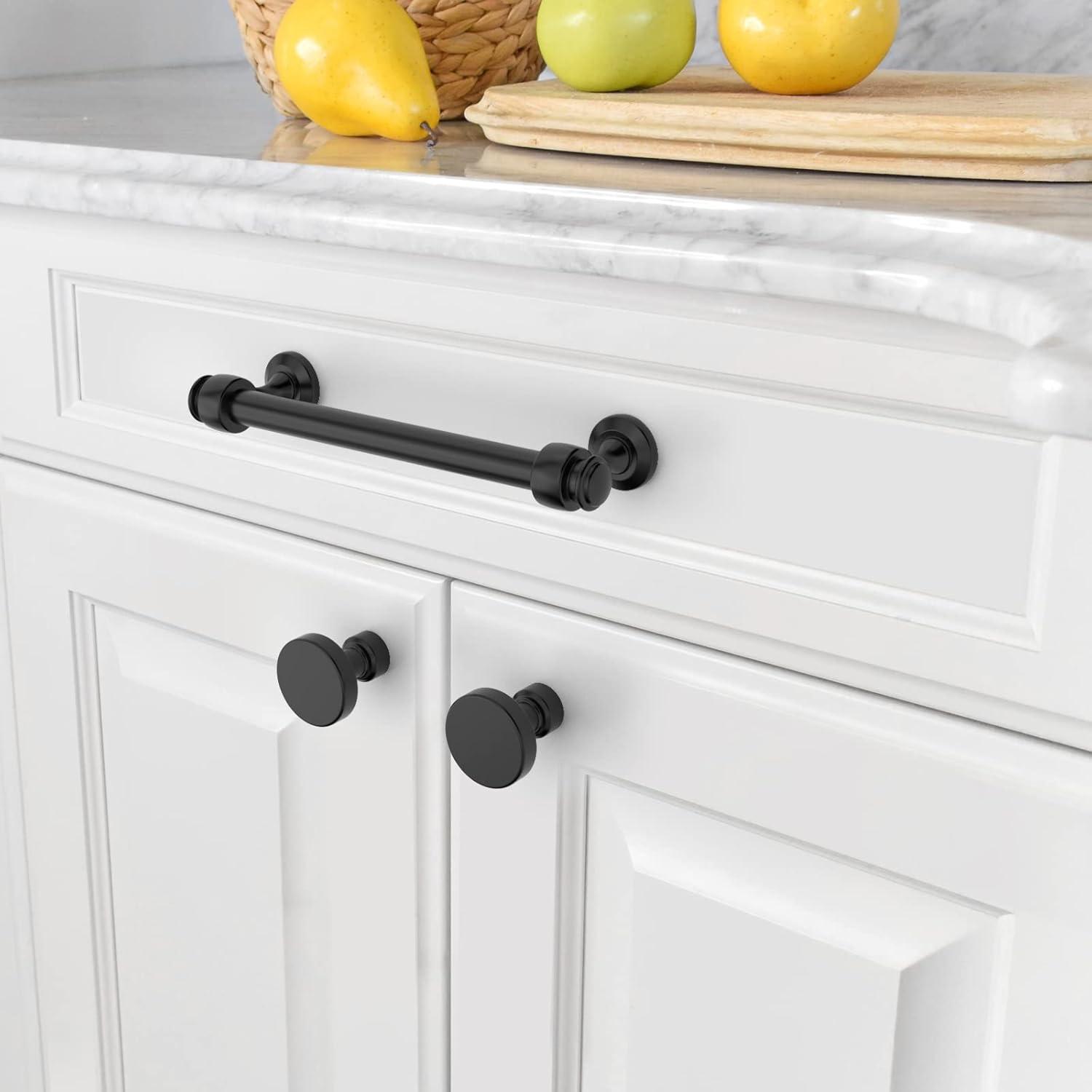 Matte Black Zinc Modern Cabinet Bar Pulls with Mounting Hardware