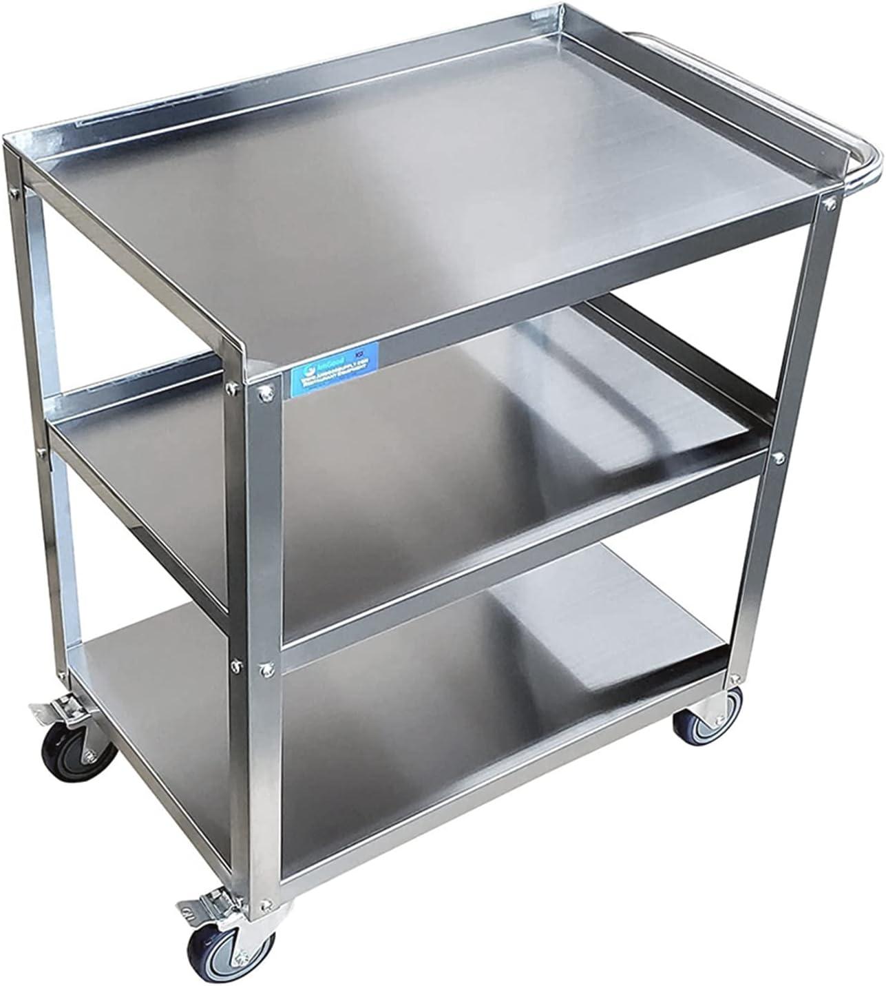 21 in. x 33 in. x 33 in. Stainless Steel 3-Shelf Utility Cart