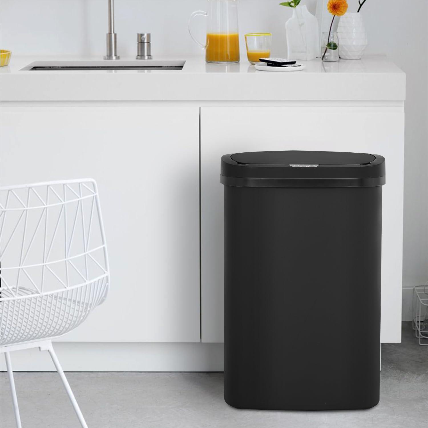 13 Gallon Trash Can Kitchen Trash Can Automatic Garbage Can With Lid Touch Free High-Capacity Motion Sensor For Kitchen Bedroom Bathroom Office Wateproof Trash Bin