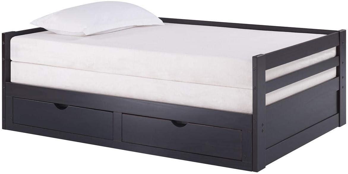 Alaterre Jasper Twin to King Extending Day Bed with Storage Drawers, Espresso