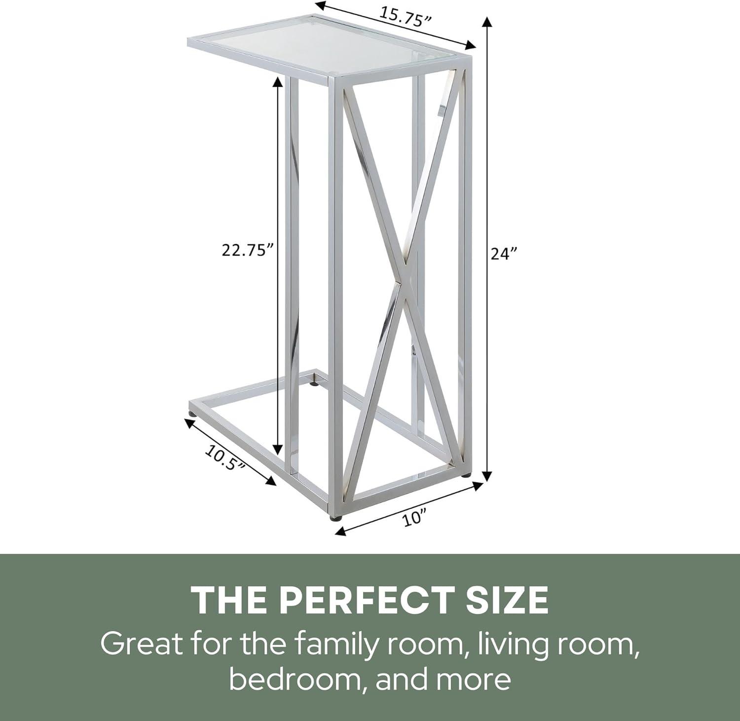 Convenience Concepts Oxford Chrome Glass C End Table in Glass & Chrome Frame