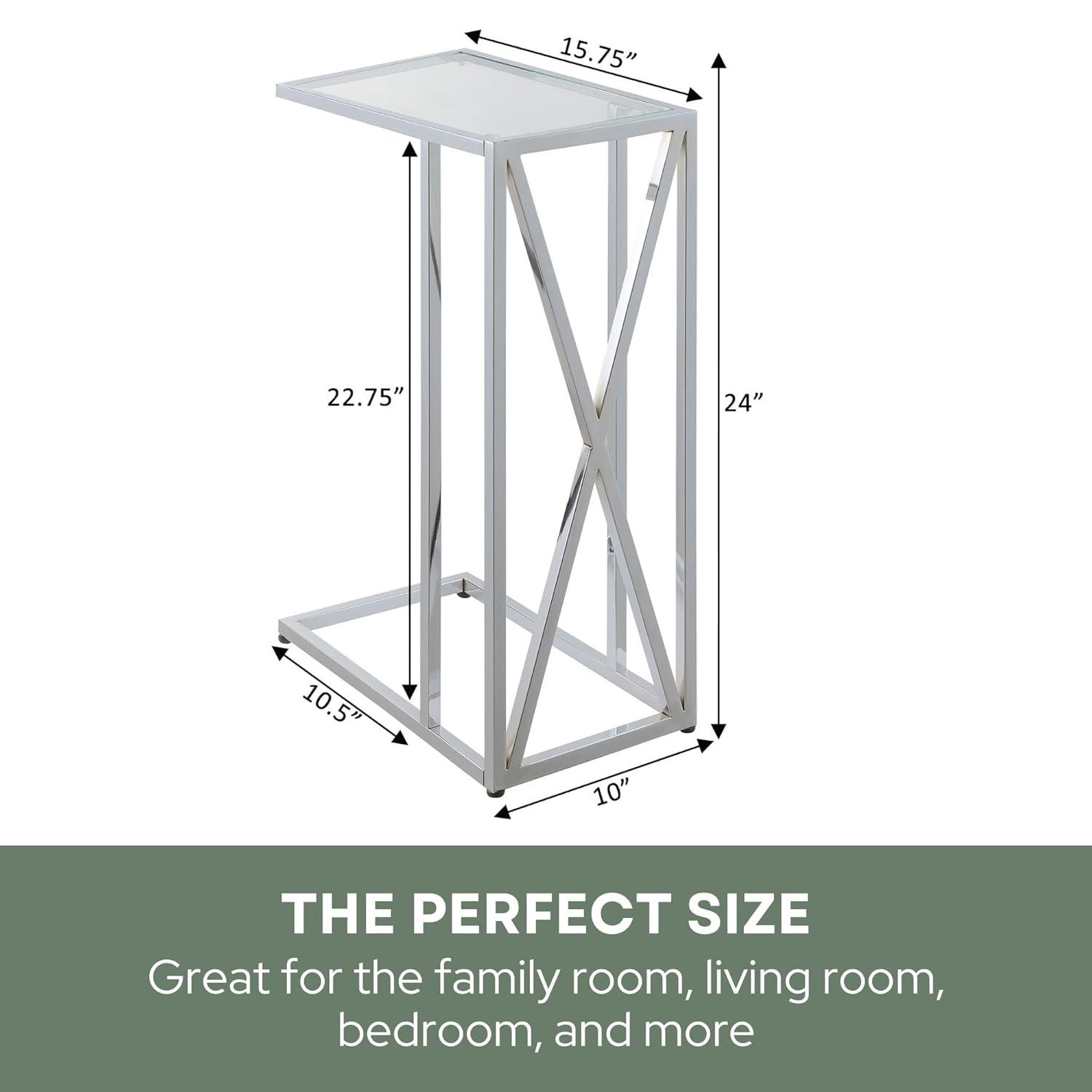 Convenience Concepts Oxford Chrome Glass C End Table in Glass & Chrome Frame