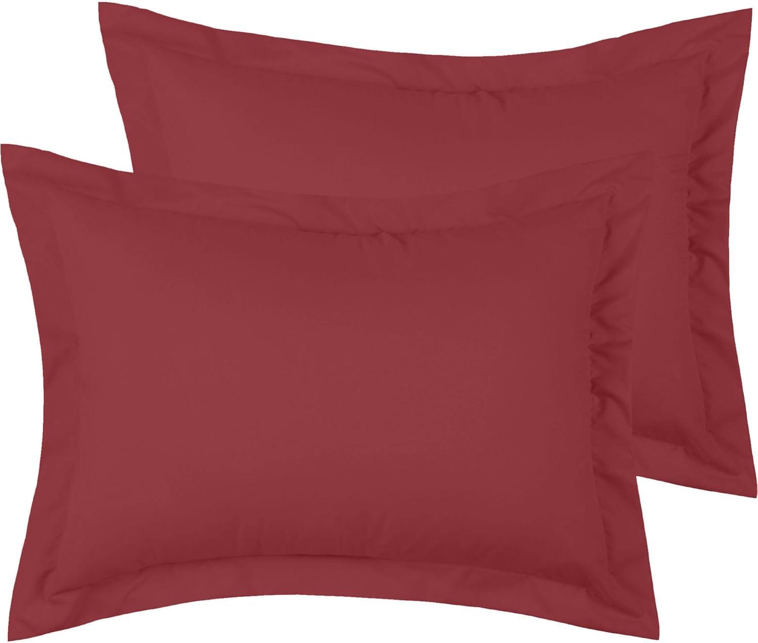 Mellanni Pillow Shams Set of 2 - Iconic Collection Decorative Pillow Covers / Cases 20"x36" with 2" Flange - King Size, Burgundy