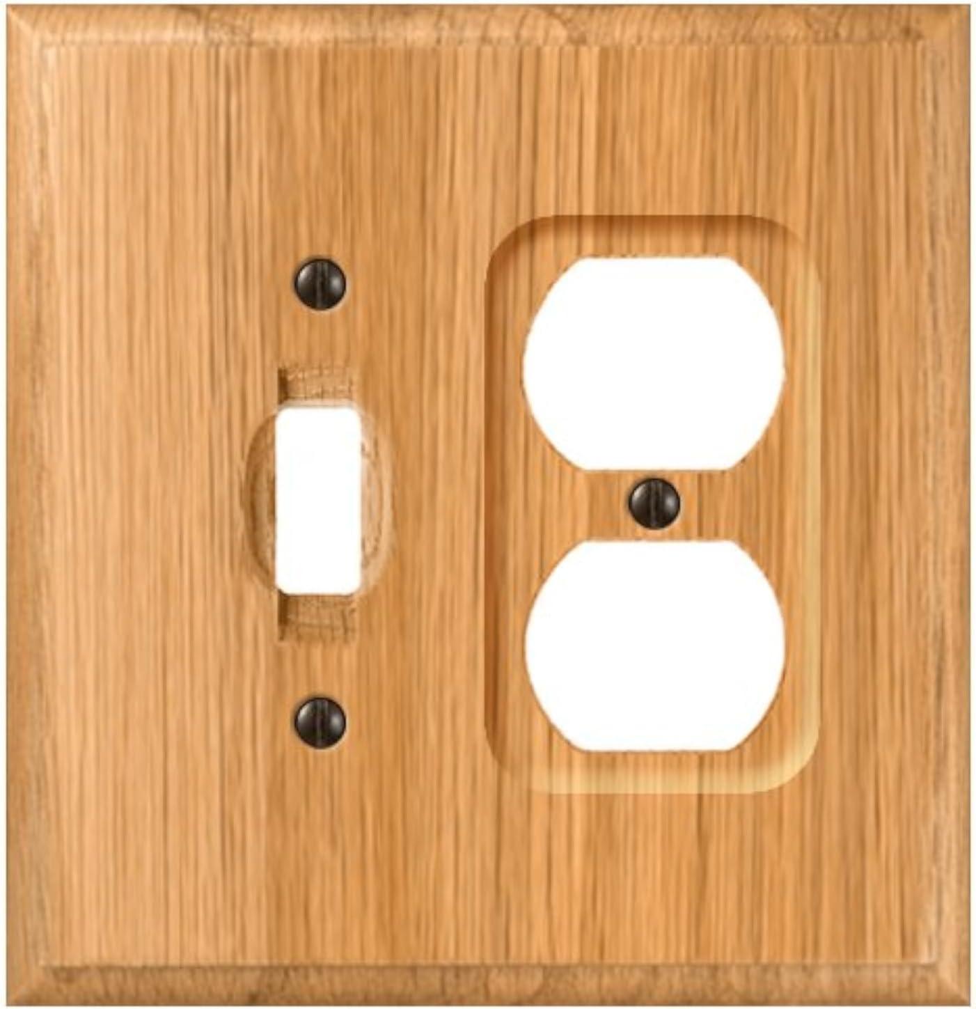 Amerelle 4025TD Traditional Wallplate, 1 Toggle / 1 Duplex, Wood, Light Oak , 1-Pack