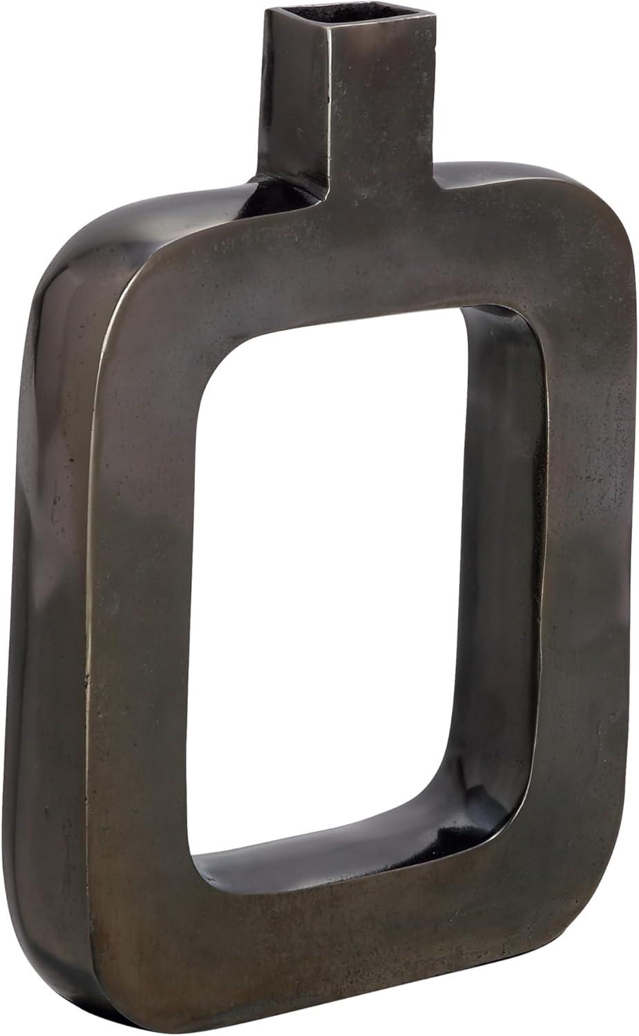 Black Geometric Aluminum Metal Bud Vase with Open Center Design