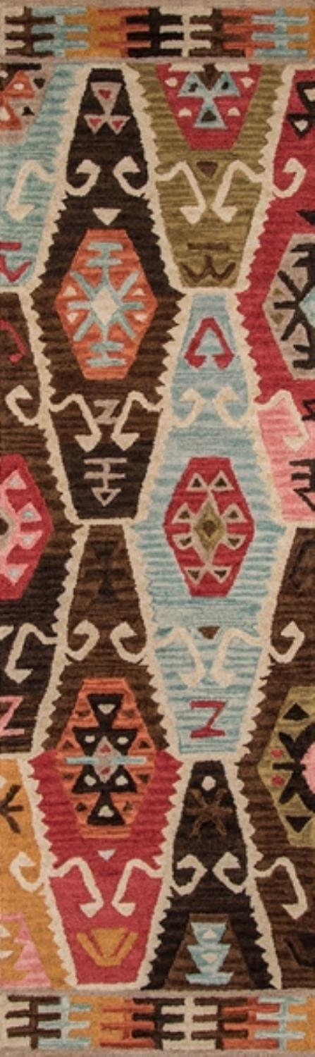 Momeni Tangier Uriel Multi 2' X 3' Accent Rug: Wool, Geometric, Handmade, Medium Pile, Bohemian Style, Indoor Use