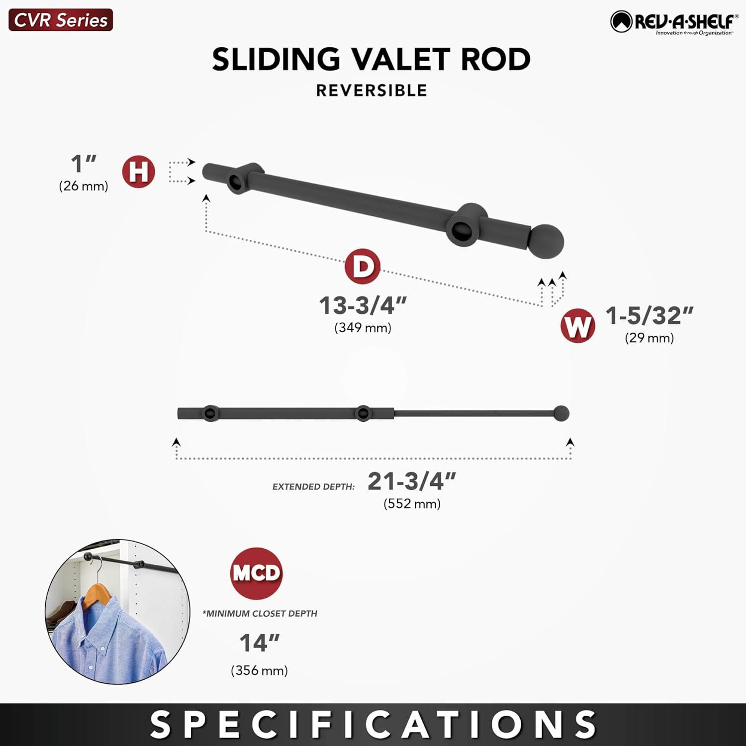 Sliding Valet Rod For Custom Closet Systems