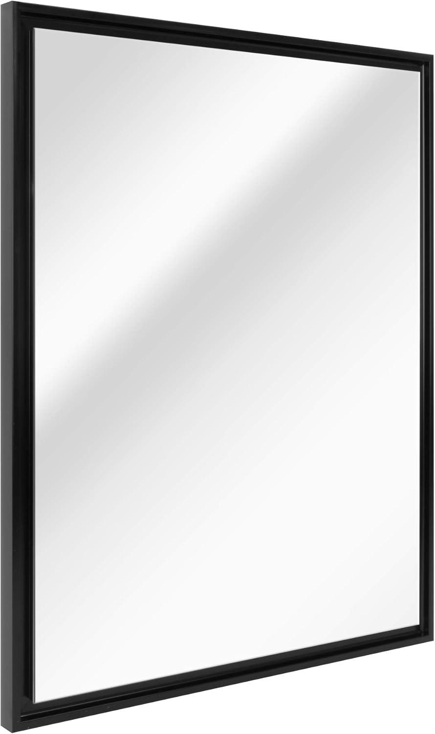 Head West Glossy Black Rectangular Edge-to-Edge Float Framed Accent Wall Vanity Mirror - 26 x 32
