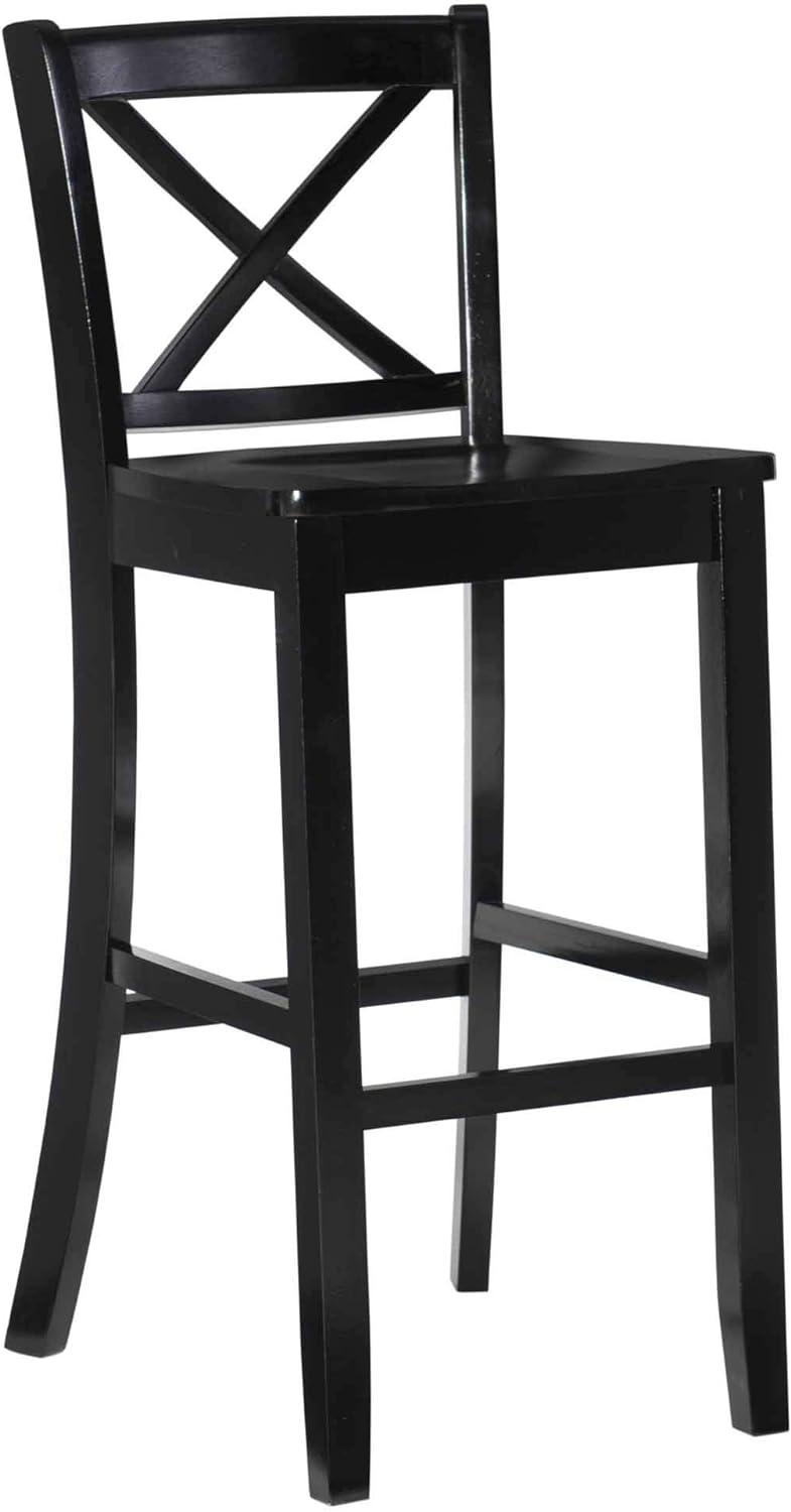30" Torino X Back Wood Barstool - Black - Linon: Solid Rubberwood, Unupholstered, Armless