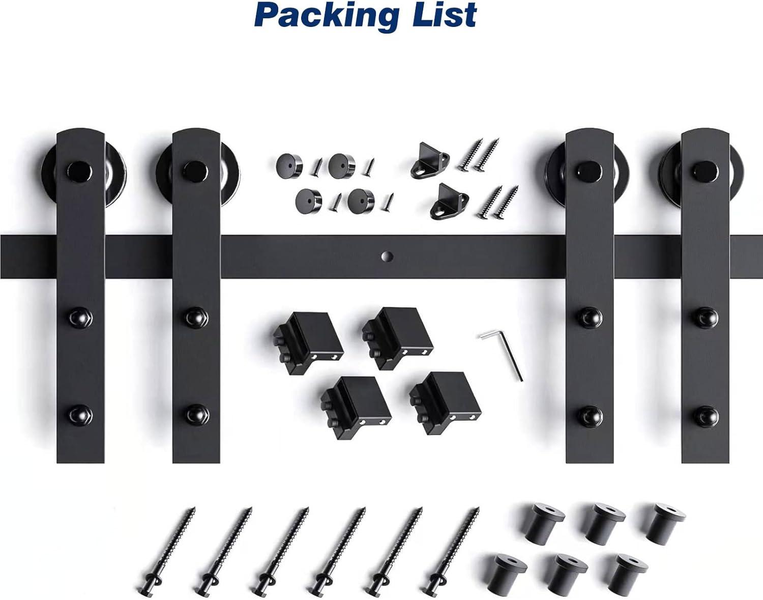 8FT Black Steel Double Sliding Barn Door Hardware Kit