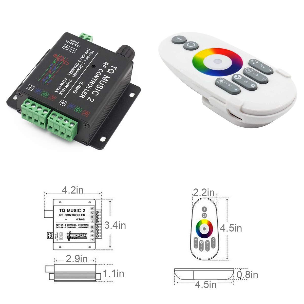 SUPERNIGHT LED RGB Music Touch Controller RF Sensitivety Backlight RF Remote Touching Color 3.5MM Audio 15 Music Modes LED Light Strip Controller