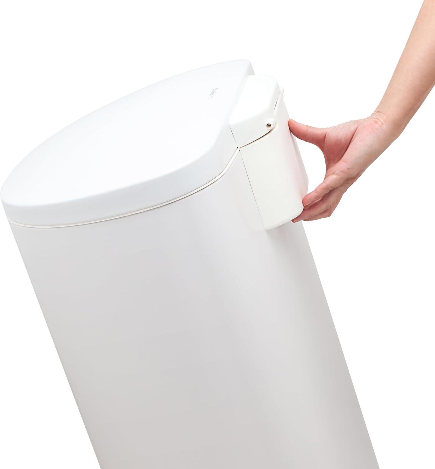 50L/13Gal Heavy Duty Hands-Free Stainless Steel Commercial/Kitchen Step Trash Can, Fingerprint-Resistant Soft Close Lid Trashcan, 13Gal, D Shape, Matte White