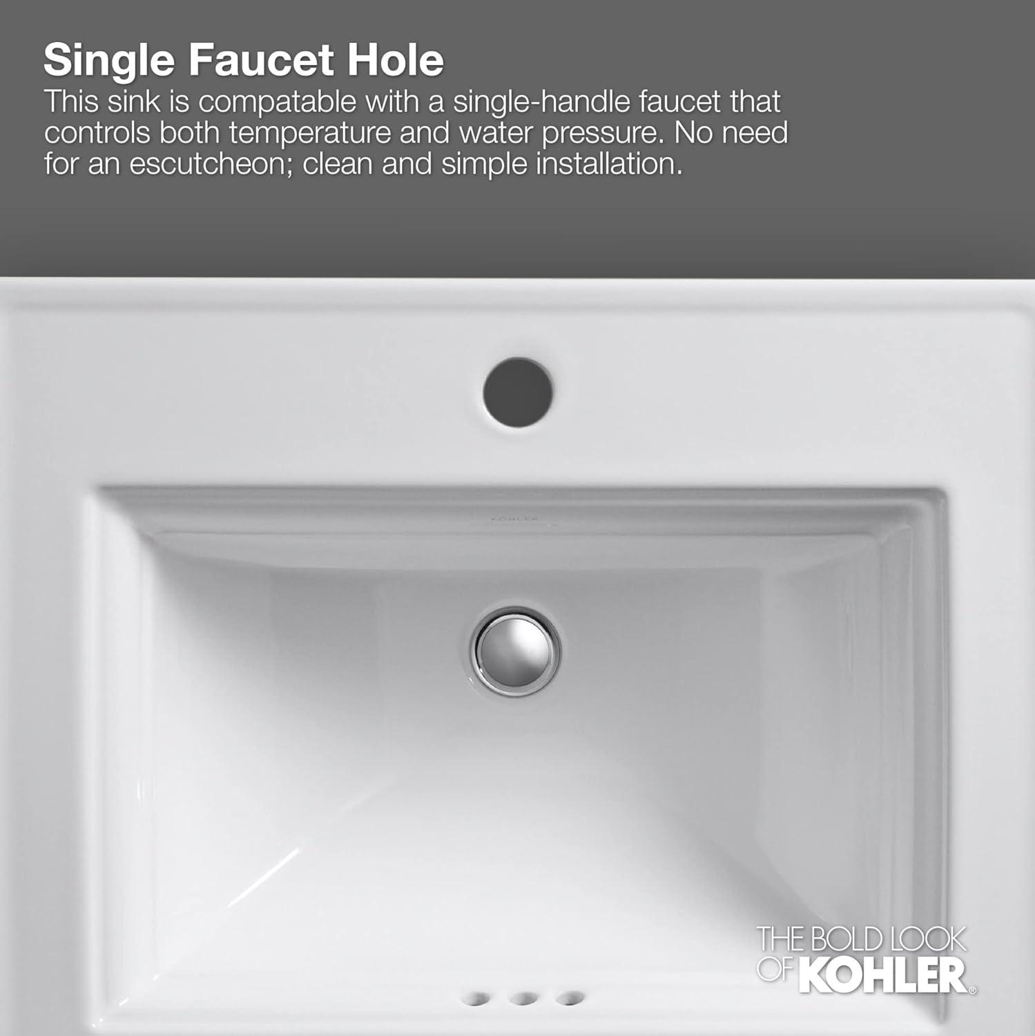 Archer® Vitreous China Rectangular Drop-In Bathroom Sink with Overflow