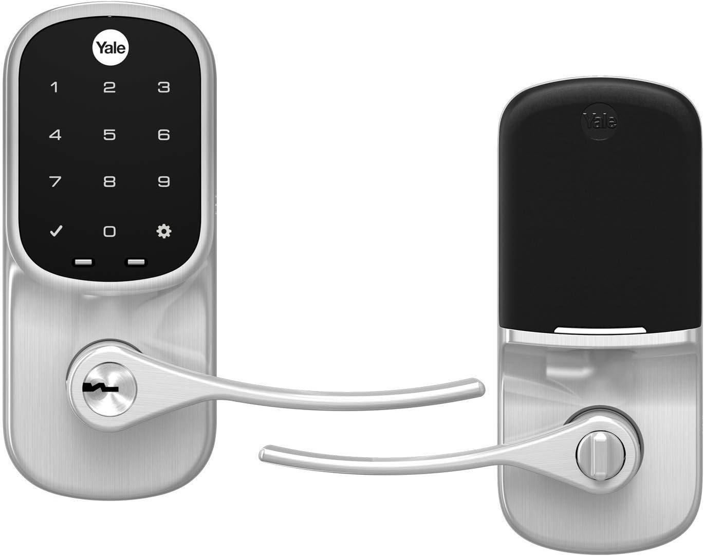 Satin Nickel Wi-Fi Smart Keypad Door Lock with Handle