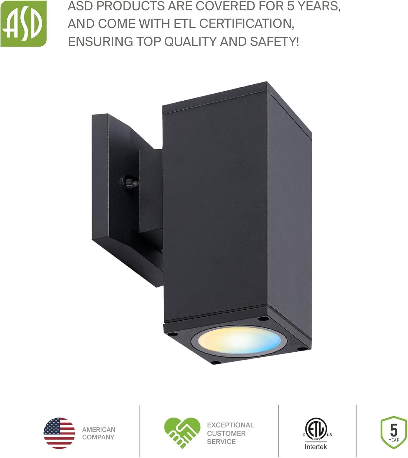 ASD LED 1-Way Round Cylinder Wall Light Fixture | 9W 1000LM 3000-5000K 120V | 3CCT, Photocell, Wateproof, ETL Listed | Exterior Patio Lighting Sconce, Dusk to Dawn Outdoor Lamp | Dark Bronze
