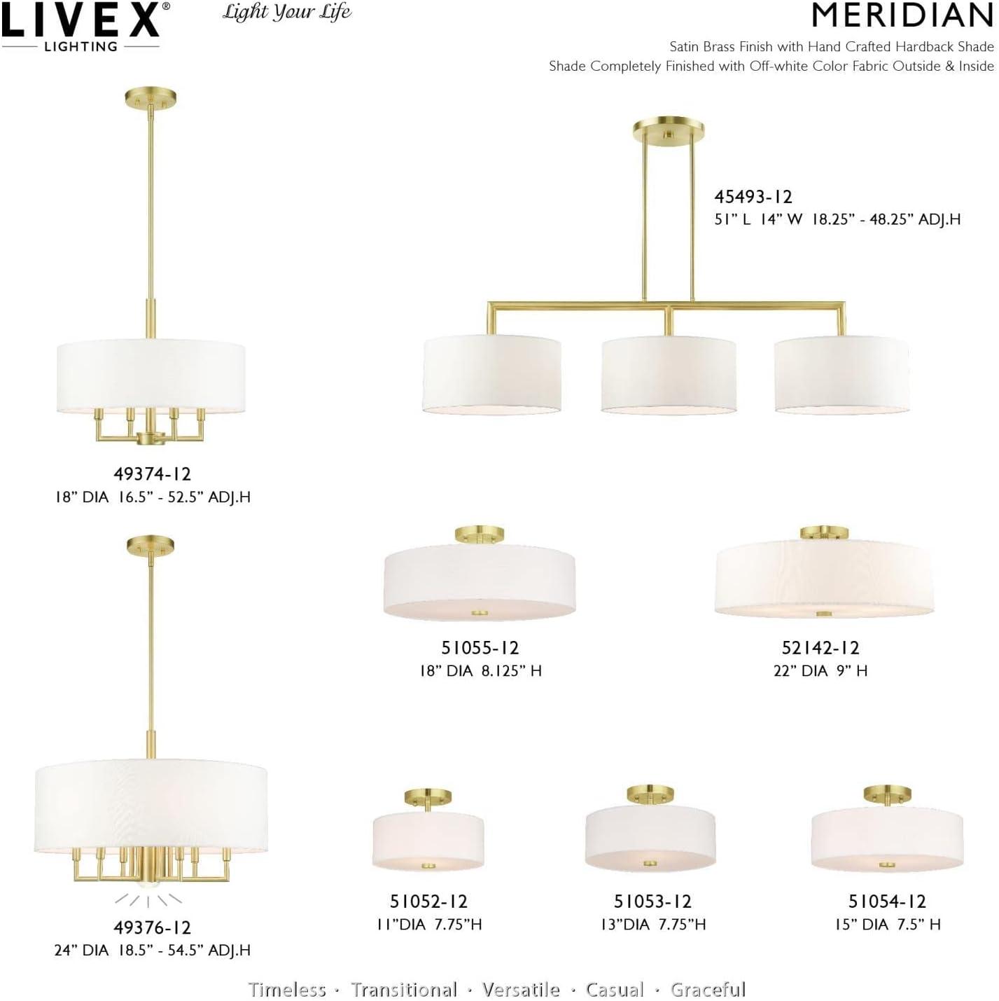 Livex Lighting Meridian 3 - Light Semi-Flush Mount in  Satin Brass