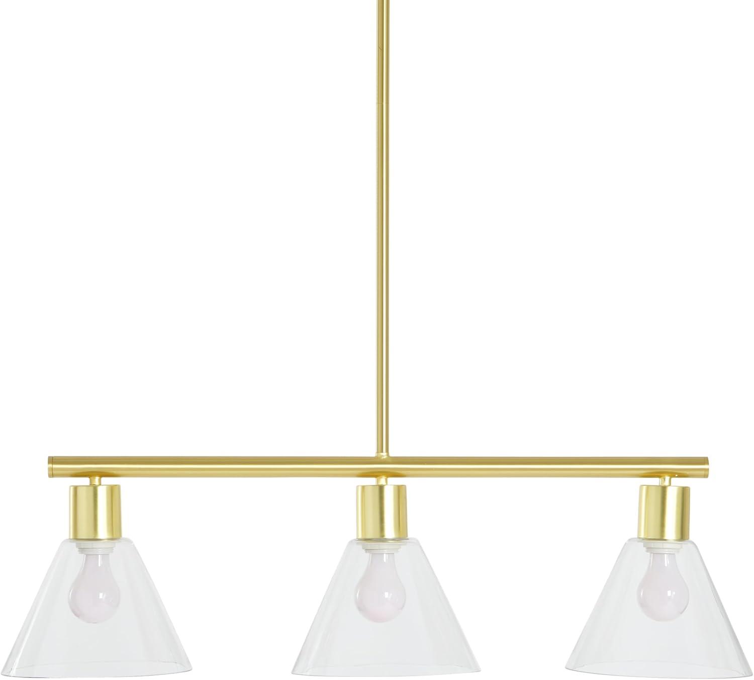 Brushed Gold 3-Light Glass Island Pendant Lamp