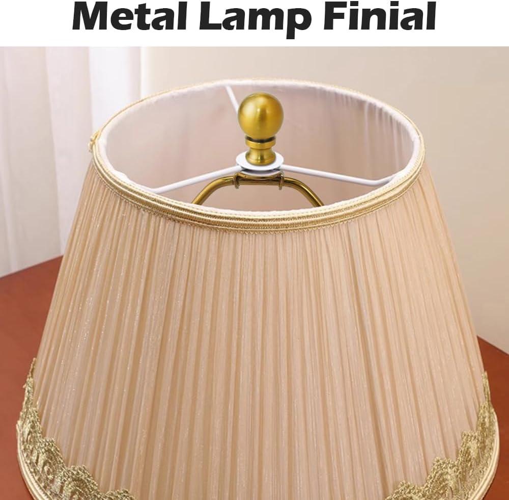 Royal Designs, Inc. Set of 2, 8 inch Polished Brass Lamp Shade Harp Holder with Lamp Finial, DIY Repair/Replacement, Heavy Duty, for Table/Floor Lamps