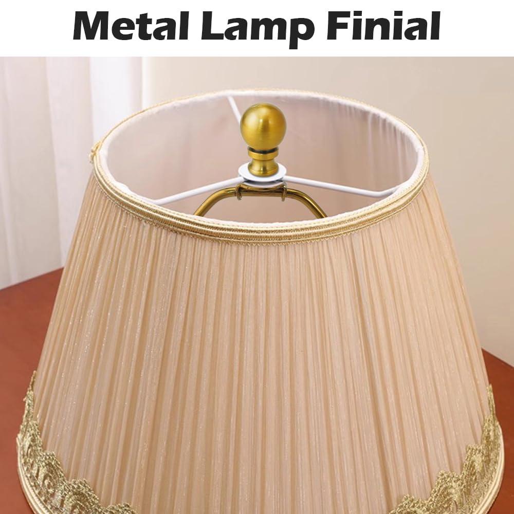 Royal Designs, Inc. Set of 2, 8 inch Polished Brass Lamp Shade Harp Holder with Lamp Finial, DIY Repair/Replacement, Heavy Duty, for Table/Floor Lamps