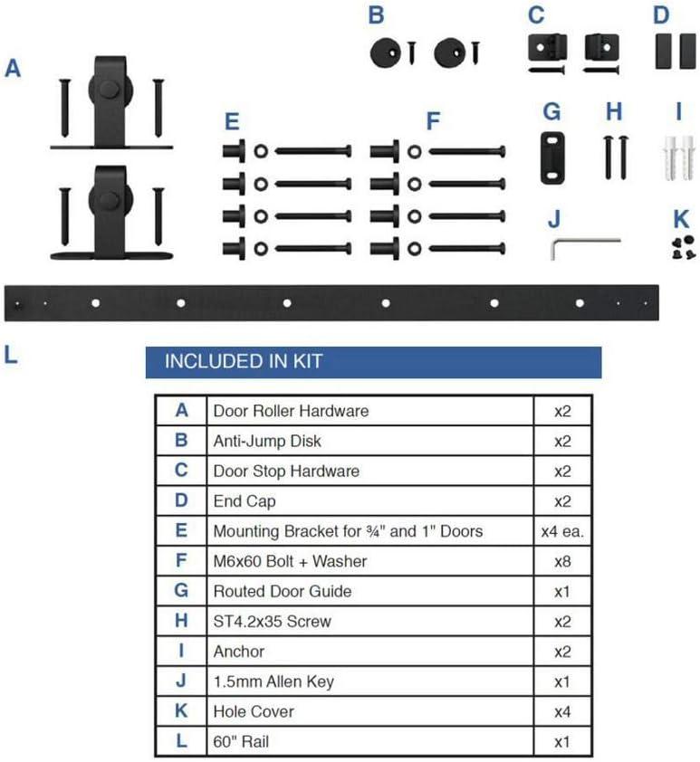 Solid Steel Mini Sliding Rolling Barn Door Hardware Kit for Single Wood Doors