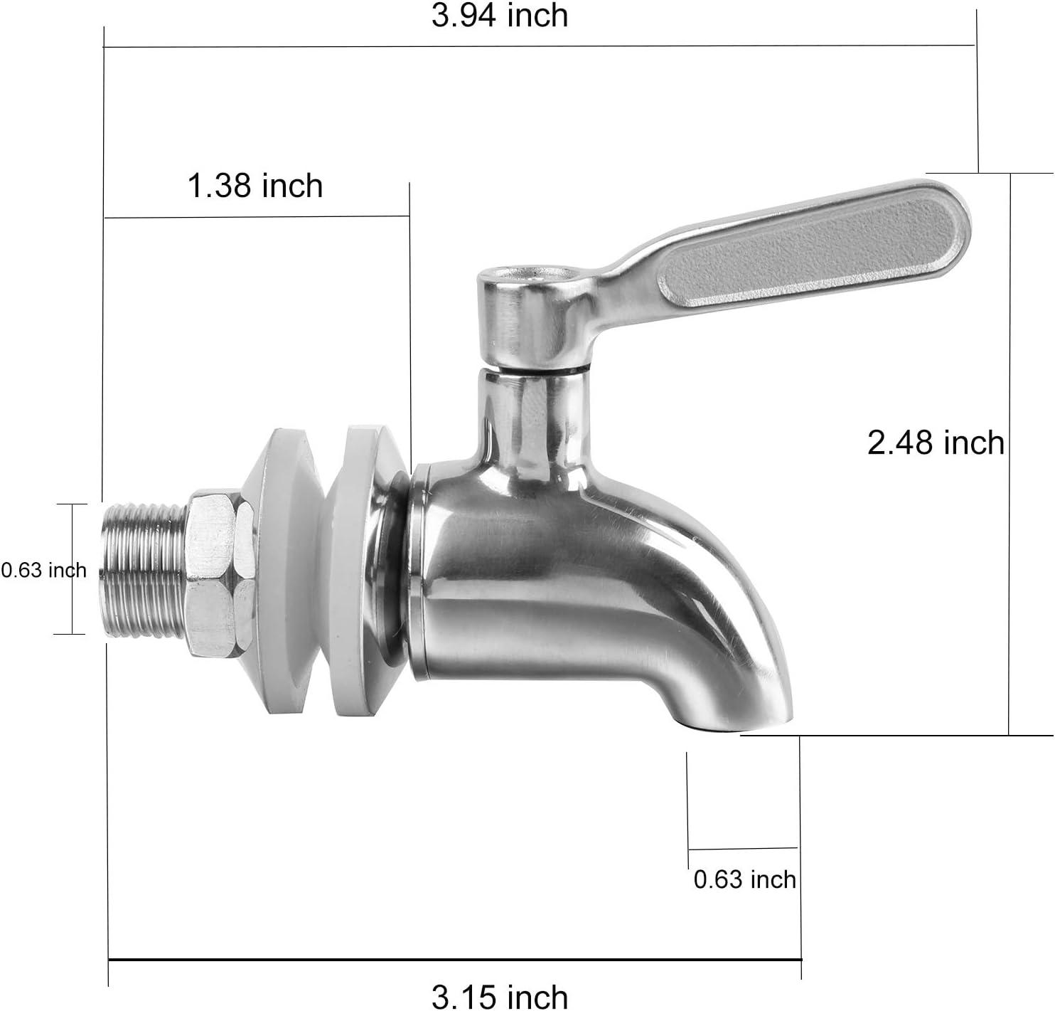 Polished Stainless Steel Beverage Dispenser Replacement Spigot Set