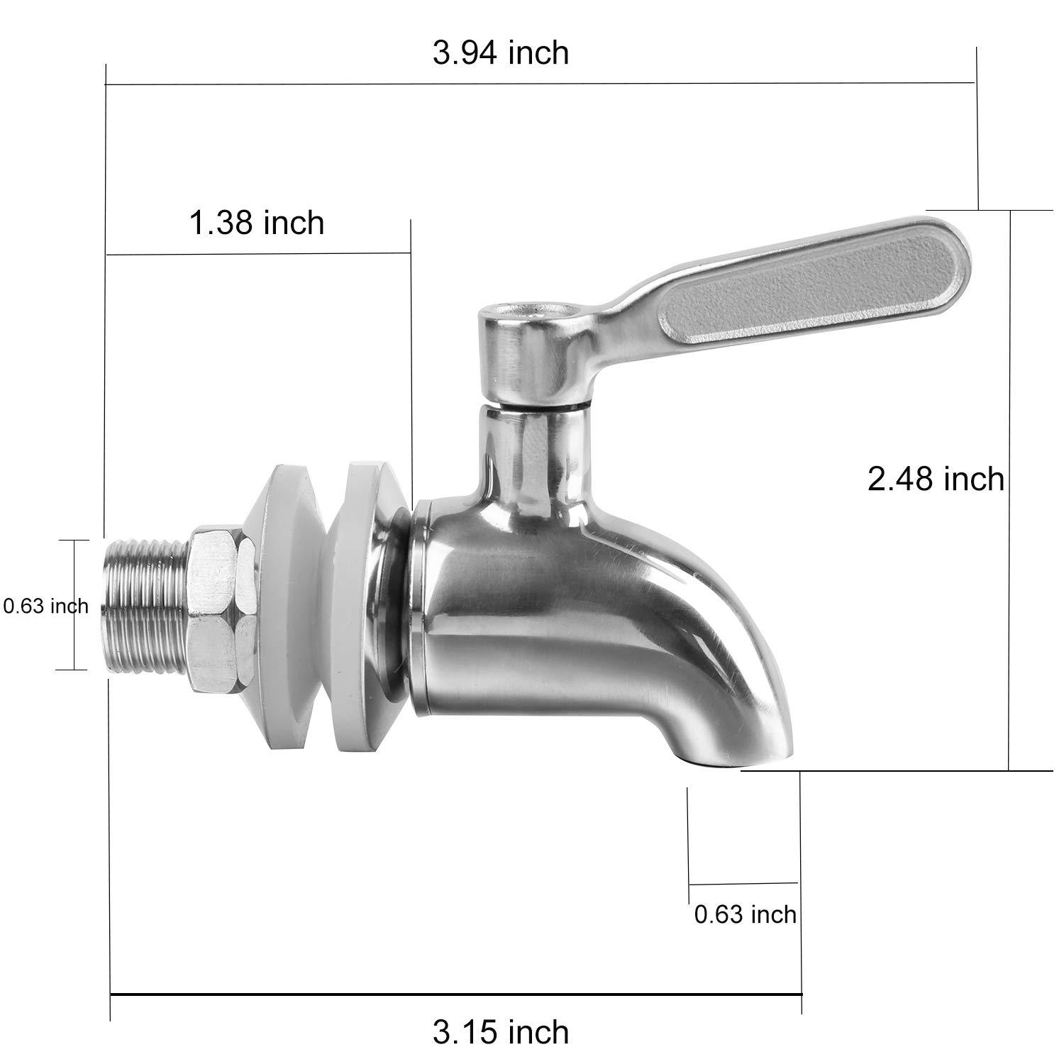 Polished Stainless Steel Beverage Dispenser Replacement Spigot Set