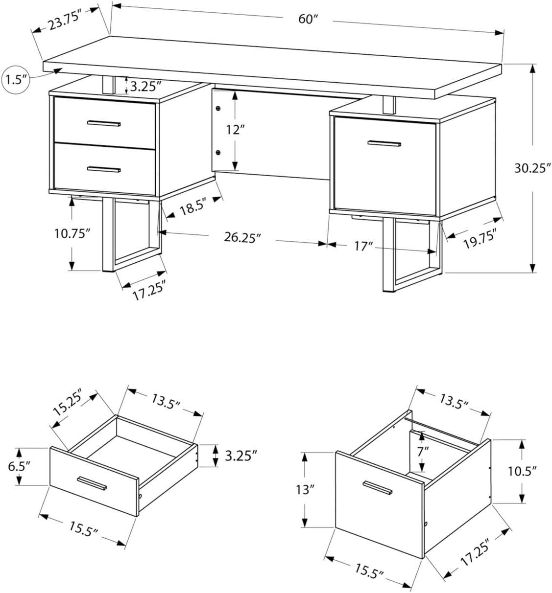 Contemporary Natural Beige Home Office Desk with Black Metal Legs