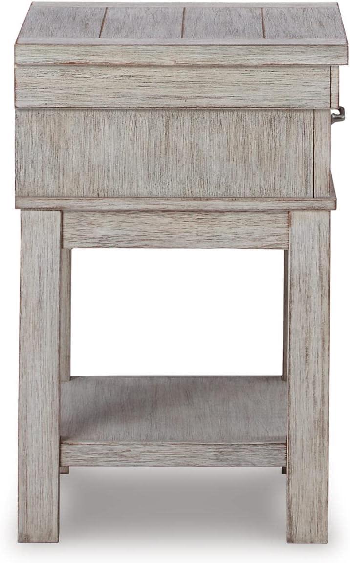 Transitional Beige 1-Drawer Nightstand with Brushed Nickel-Tone Handle