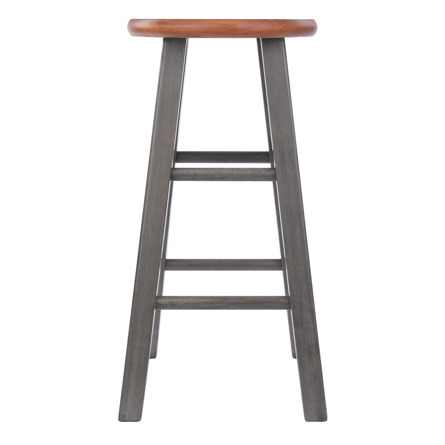 24" Ivy Counter Height Barstool Rustic Teak Brown - Winsome: Solid Wood, No Assembly, 220lb Capacity