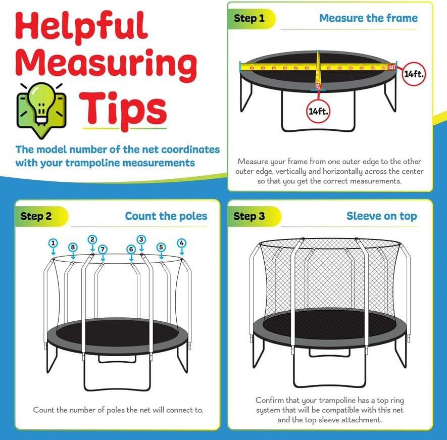 Upper Bounce Machrus Upper Bounce Trampoline Safety Net For 14 ft Round trampolines using 4 Curved Poles