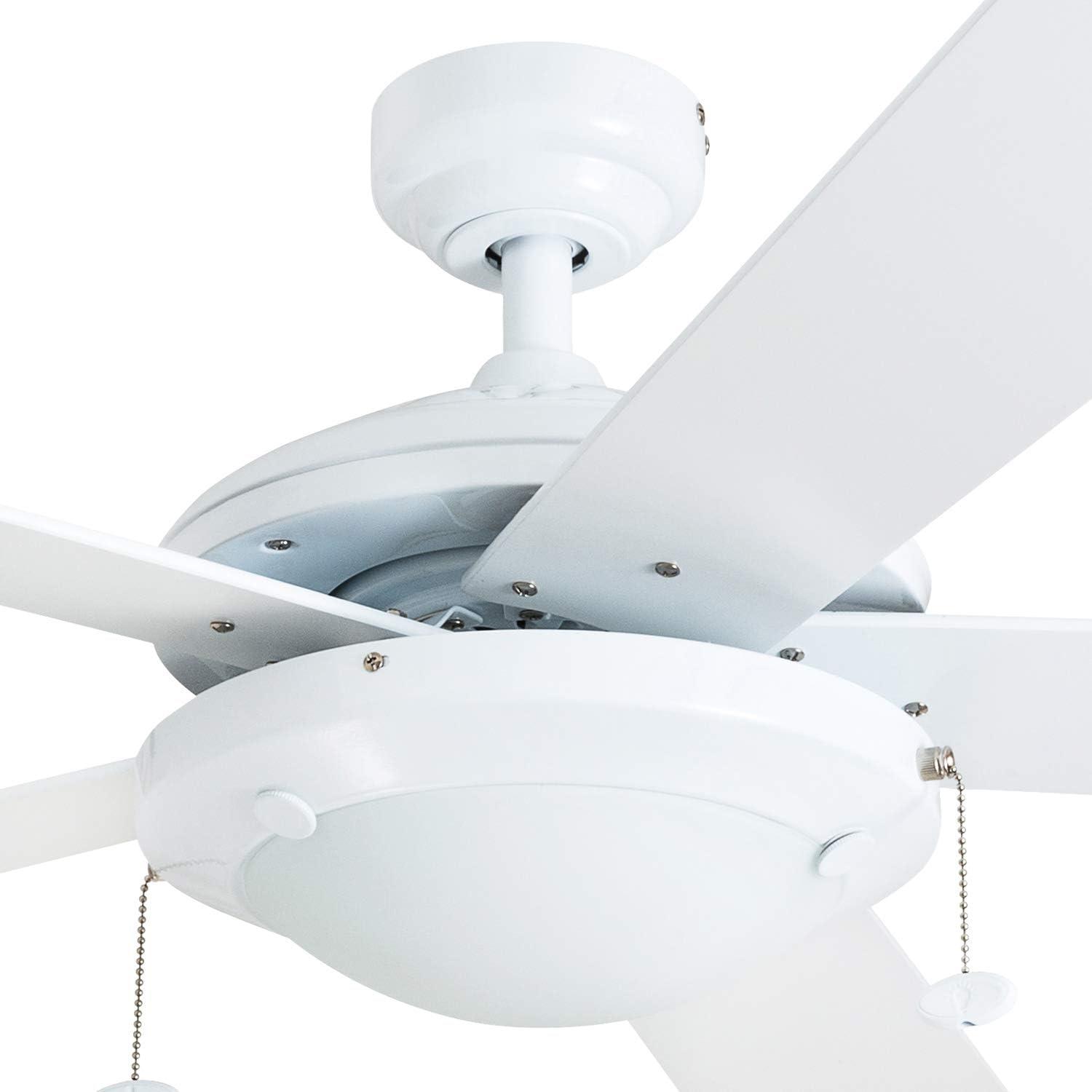Prominence Home Bolivar 52" White Ceiling Fan with 5 Blades, Integrated LED Light Kit, Pull Chains & Reverse Airflow