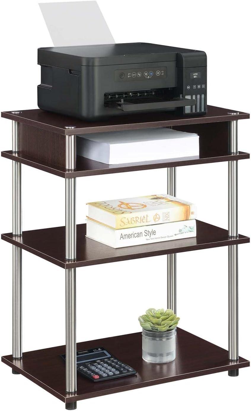 Convenience Concepts Designs2Go No Tools Printer Stand with Shelves, Espresso