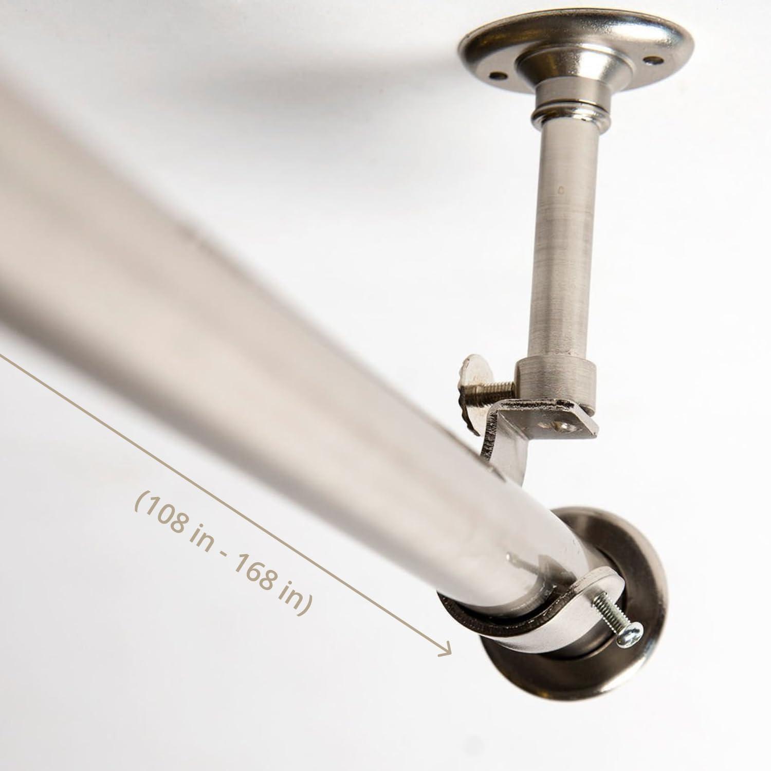 Room/Dividers/Now Adjustable Ceiling Mounted Curtain Rod - Extra Long 108-168 Inch Extendable Heavy Duty Rods for Walls, Ceilings, Windows and Room Partitions - Silver