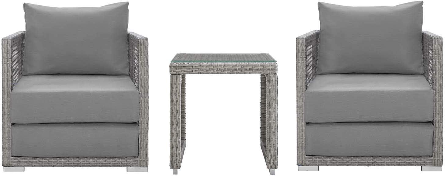 Gray 3-Piece Outdoor Wicker Rattan Patio Set