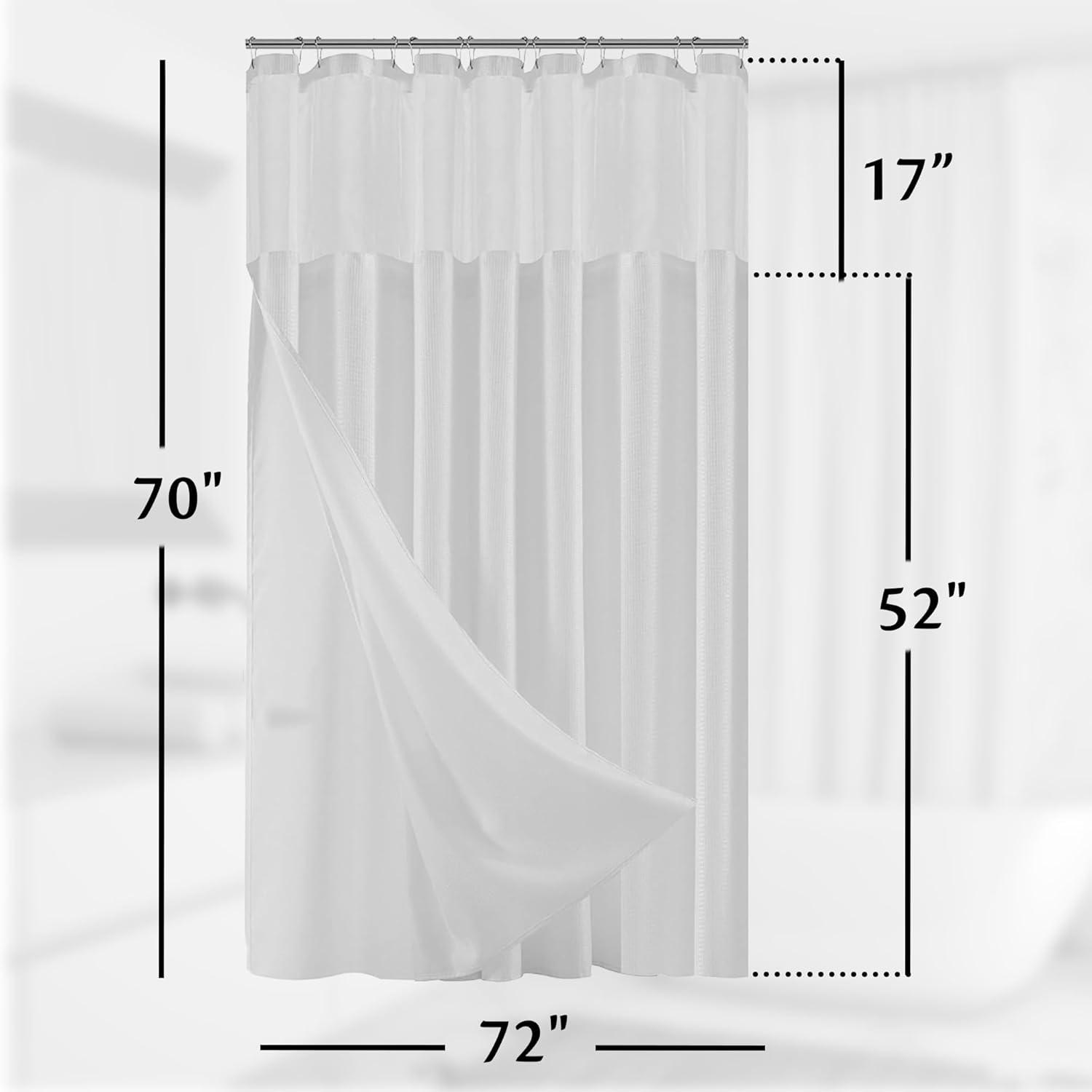 Dainty Home Complete Shower Curtain With Detachable Liner - White