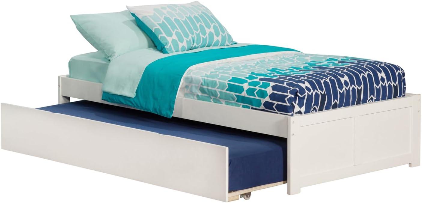 Concord Platform Bed with Flat Panel Foot Board and Twin Size Urban Trundle Bed, Multiple Colors, Multiple Sizes